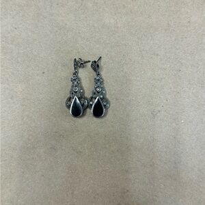 Elegant Black Onyx and Silver Drop Earrings